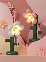 Table Lamps Nordic Flower Shape Girl Children's Decorative Lamp Bedroom Bedside Dressing Living Room Soft Ornament Desk Lighting