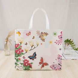 Shopping Bags Butterfly Printing Folding Takeaway Bag Non-woven Fabric Film Coated Reusable Travel Grocery