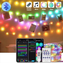 Strings LED Multicolor Fairy String Lights 10m 100leds 5V Addressable Waterproof Curtain Christmas Remote & Bluetooth