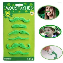 Party Decoration 6Pcs Irish Beard St .Patrick's Day Green Mustache Self Adhesive Cosplay Costume Accessories Pobooth Props Supplie