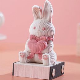 3d Calendar Cute Rabbit Memo Pad Notes Notepad Desk Calendar Birthday Gift For Girl Panda Paper Sculpture Art Decoration 240522