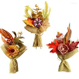 Decorative Flowers Artificial Bouquets Thanksgiving Day Gift Fake Fall Flower Bouquet Halloween Party Home Decor