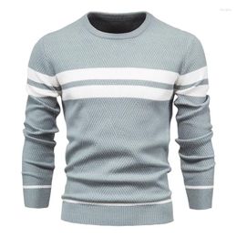 Men's Sweaters Autumn Pullover O-Neck Patchwork Long Sleeve Warm Slim Casual Fashion Sweater Men Clothing