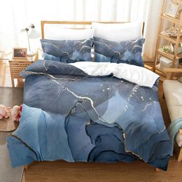 Bedding sets Gold marble pink bedside table set 3D down duvet cover comfort double large room decoration childrens modern H240521 5RS6