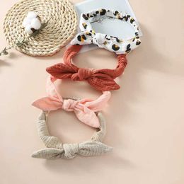 Hair Accessories Children Pure Cotton Rabbit Ears Headband Europe and America Girls Top Knot Baby Hairband Kids Ribbon Bows Hair Accessories Y240522