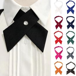 Bow Ties Girl Student Uniform Tie Solid Men's Women's Professional BowTie Cross Day Cravat Prom Graduation Casual