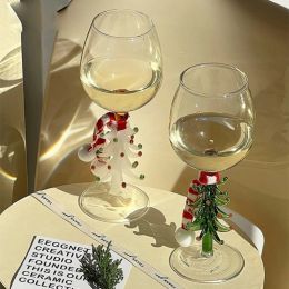 Christmas Wine Glasses Wine Cup Gift Christmas Tree Decorated Glass Cup Goblet Christmas Gifts Champagne Dropshipping