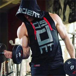 Mens Cotton Hoodie Sweatshirts fitness clothes bodybuilding tank top men Sleeveless Trend Tees Shirt Casual vest 240507