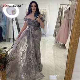 Party Dresses Elegant Dubai Mermaid Sleeveless Evening Night Dress 2024 V-Neck Crystal Handmade Lace Long Formal Prom Wedding Gowns