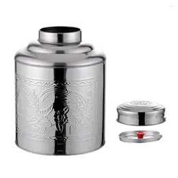 Storage Bottles Round Container Lid Tea Portable Case Decorative Wrapping Canister Loose Leaf Jar Sugar Bowl Bag Stainless Steel