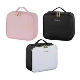 Makeup Brushes Train Case With LED Mirror Touch Switch Control Storage Bag For Gift