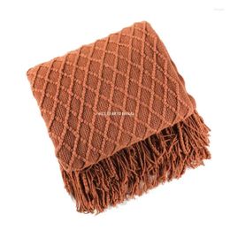 Blankets Nordic Summer Air Condition Blanket Knitted Plaid Soild Colour Sofa Throw With Tassels Travel Nap Shawl Dropship