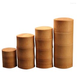 Storage Bottles Bamboo Bottle Kitchen Tea Container Jar Case Organiser Spice Round Caps Seal Box Canister For Bulk Products