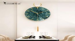 Nordic Elk Silent Metal Decorative Swingable Wall Clock Modern Design Watch Living Room Home Decor Christmas Decoration Gifts 21049804363
