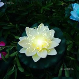 Decorative Objects Figurines piece of artificial LED Fibre optic waterproof fake pond flower lamp lotus leaf lily Colour wedding decoration D30 H240521 2A7M