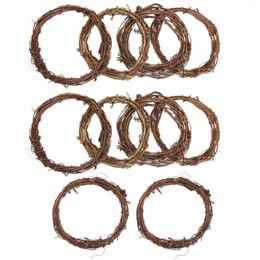 Decorative Flowers 10 Pcs Rattan Circle Wedding Decor Floral Garland Wreath Frame Flower Accessory DIY Hoop Wooden Pendant