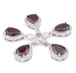 Mix 5 Pieces Pendants Luckyshine Shine Teardrop Shape Red Garnet Gemstone 925 Silver Pendant Necklaces P12967387953