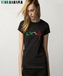 Colourful String Diagram Motorcycle Heartbeat Women039s T Shirts EKG Line Design In Italian Flag Colours Tshirt Camisetas9796822