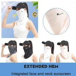 Berets Women's Sun Protection Mask Summer Anti-UV Breathable Cycling Full Silk Hanging Face Towel Ear Sunshade Veil O1F6