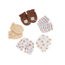 Cotton Newborn Girl Mittens 5Pairs 0-6M Cartoon Baby Boy Anti-Grabbing Gloves Animal Infant Supplies Accessories Bebes L2405