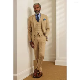 Men's Suits Elegant Slim Fit Men Suit Three Pieces(Jacket Pants Vest) Lapel Outfits Chic Casual Party Prom Wedding Set