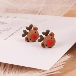 Stud Earrings 1Pair Christmas Cartoon Elk For Women Mini Cute Girl Sweet Xmas Festival Party Jewellery Female Gifts