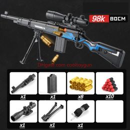 98K Soft Bullets Toy Gun Shell Ejection Detachable Submachine Gun Foam Darts Model Outdoor Cs Pubg Game Prop Durable Collection Birthday Gifts For Boys Fidgets Toys