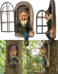 15cm Resin Naughty Garden Gnome Ornament Decoration Statue White Old Man Fairy Accessories Elves Desk Decor Gift 2108043731086