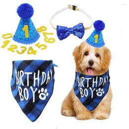 Dog Apparel Pet Clothing Bow Tie Comfortable Top Ball Shiny Polyester Scarf Collar Birthday Hat With Numbers Supplies