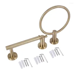 Bath Accessory Set Bathroom Hardware Accessories 3-Piece Gold Brushed Sets Modern Towel Ring Robe Hook Hanger Toilet Paper Ho