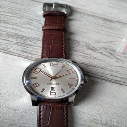 Hot sale Man watch Fashio watch mechanical automatic watch wristwatch black leather strap Transparent Glass Back 012 253c
