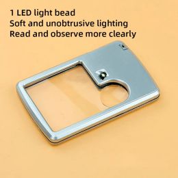 1 PC Card Magnifying Glass with Led Light Magnifying Glass 3 Times Or 6 Times Portable Reading for The Elderly