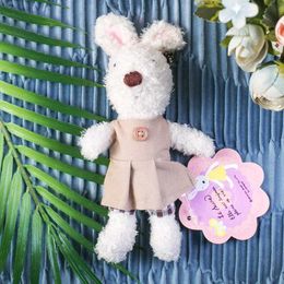 Plush Dolls 1PC 18cm Cute Rabbit Plush Keychain Toys Mini Bunny Bag Pendants Stuffed Animals Dressing Rabbits Bear Doll for Girls Gift H240521 3NG3