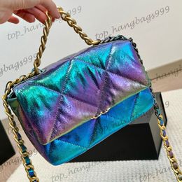 19 Series Shiny Glitter Shimmer Diamond Lattice Classic Mini Flap Quilted Shoulder Bags With Serial Number Two-tone Chains Crossbody Handbgas Clutch Purse 21x14CM