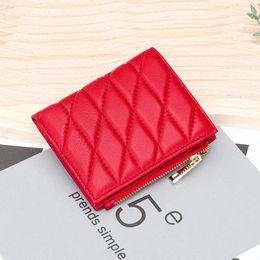 Wallets Women Genuine Leather Wallet High Quality Sheepskin Small Bifold Zipper Pocket Card Case Purse With Short