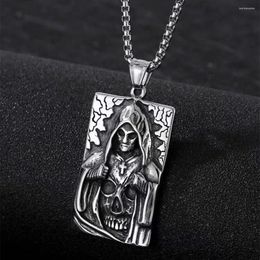 Pendant Necklaces Gothetic Cloaked Death God Necklace For Men 316 Stainless Steel Skull Jewellery Accessories