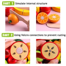 Toddler Simulation Kitchen Pretend Toy Wooden Play Food Cutting Magnetic Fruit Vegetable Set Montessori Educational Children Kid