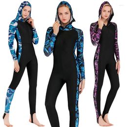 Women's Swimwear SBART Lycra Rash Guards With Hood Women One Piece Swimsuit UPF 50 Diving Suit Quick Dry Long Sleeve Surfing Full Body