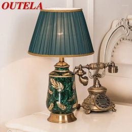 Table Lamps OUTELA Modern Green Ceramic Lamp LED Chinese Creative Luxury Bedside Desk Light For Home Living Room Bedroom Decor