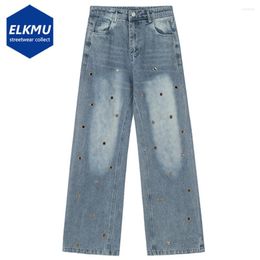 Men's Jeans Men Punk Hip Hop Baggy Black Blue Loose Straight Denim Pants Distressed Ripped Fashion Trousers