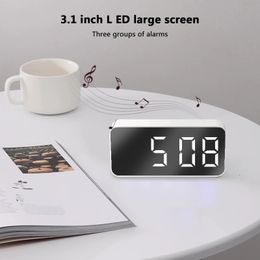 LED Mirror Table Clock Digital Alarm Snooze Display Time Night Light Desktop USB Home Decor Kid Gift 240514