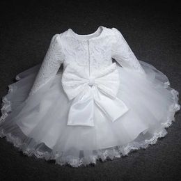 Christening dresses Baby Girl Princess Dress Long sleeved 1st Birthday Vittorio White Lace Baby Dress Party Newborn Baptist Party Clothing Q240521