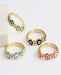 Colourful Bohemian Zircon Evil Eye Rhinestone Filled Rings For Women Vintage Boho AAA CZ Devil Ring Enamel Jewelry2004907