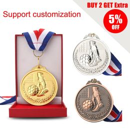 School Sports Football Competition Games Prizes Gold Silver Bronze Medals Trophy Commemorative Medal for Souvenir Gift 240522