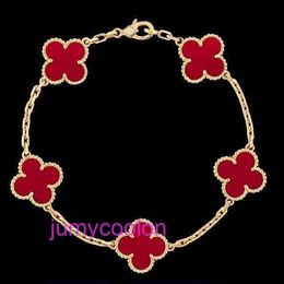 10A Vancllfe Designer High Luxury Exquisite Womens Bracelet Version Advanced Leisure Social Essential Five Flower Double Sided Fritillaria Lucky Clover Female QT
