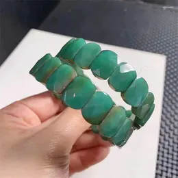 Link Bracelets 14mm Natural Green Yanyuan Agate Faceted Bangle Crystal Reiki Healing Stone Fashion Jewelry Gifting Gift For Women 1pcs