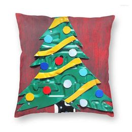 Pillow Noel Merry Christmas Tree Cover 45x45cm Home Decor Xmas Holiday Licence Plate Art Throw For Living Room