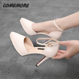 Sandals Dress Shoes 2024 Summer Feet Strap Womens Sandals 10cm Sexy Dot Toe Platform Pump Leather Classic Womens High Heels Size 34-39 J240522