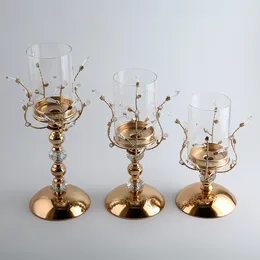 Candle Holders Creative Gold Metal Fashion Windproof Living Room Decoration Ornaments Arredamento Casa Home Decore BS50CH