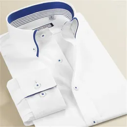 Men's Casual Shirts Summer Cotton White Men Wedding Formal Dress Clothing Camisa Social Masculina Long Sleeve Shirt Slim Fit